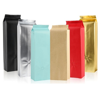 Sacs de qualité alimentaire, pochette en Aluminium à gousset latérale, de café, emballage à fond plat avec fermeture éclair, Valve mate