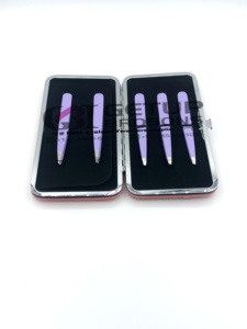 Pinzas de extensión de cejas con recubrimiento de polvo púrpura profesional, nuevo diseño, punta de plata, acero inoxidable, Logo personalizado, herramientas de belleza - Product Image 6