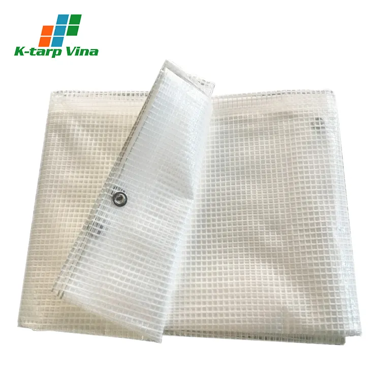 Aluminum Eyelets In Every 3 Feet Or 1M Interval Transparent Pe Plastic Tarpaulin Sheet