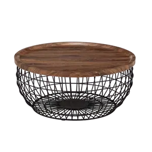 Tables d'appoint modernes en fil métallique pour le salon avec panier à café Table basse contemporaine pour la vente en gros - Product Image 1