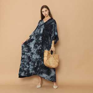 Vestido largo bohemio elegante y elegante para mujer, caftán largo con tinte de corbata, vestidos informales de noche holgados, 100% algodón Natural - Product Image 1