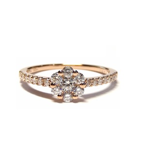 HongKong Fast Delivery Custom High Quality 18k Solid Rose Gold Classic Cluster Prong Set 23PC 0.41CT Diamond Engagement Wedding - Product Image 1