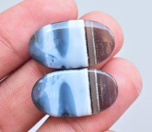 Cabujones de Gema Natural de ópalo azul, forma ovalada lisa, suelta, fabricación de joyas, precio al por mayor - Product Image 3