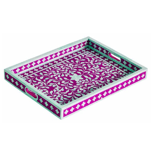 Customized Top Quality Handcrafted Natural Wood Bone Inlay Round Floral Serving <b>Tray</b> for Home Restaurants Hotel From India - Product Image 1