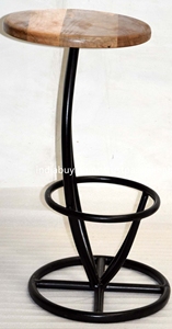 Taburete de Bar elegante con patas de hierro base de color madera de altura ajustable-para hoteles comedor uso al aire libre último diseño precio razonable - Product Image 4