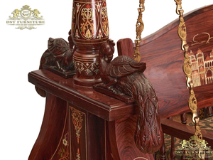 Traditional Teak <b>Wood</b> Taj <b>Swing</b> for Home Indoor Hand Carved Teak <b>Wood</b> Jhoola <b>Swing</b> Peacock Theme Jhula <b>Swing</b> in Living Room - Product Image 2