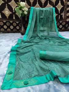 Sarees Silk Party Wear Indien Dernier Designer Femmes Porter Sari avec Blouse Japon Satin Crape Soie Tissus Doux Impression Numérique Sari Vêtement - Product Image 4