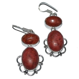 Comprar moda rojo jaspe Oval pendientes en línea: rojo de moda jaspe Oval pendientes en precio bajo - Product Image 1