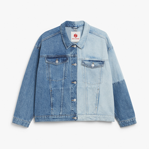 Chaqueta Vaquera Unisex Personalizada de Corte Clásico Teñida con Decoración Bordada Transpirable Ecológica con Paneles Bicolor Sólidos - Product Image 5