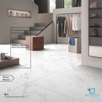 Carreaux de porcelaine indiens économiques, modernes, antidérapants, bleu clair, effet marbre, pour salle de bain et hall, finition polie, résistants à l'usure, garantie à vie