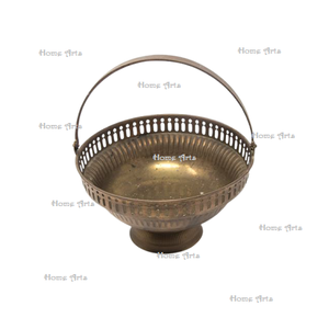 Panier de rangement pour fruits en aluminium couleur or, fait à la main, de forme ronde, taille personnalisée, pour ustensiles de cuisine. - Product Image 3