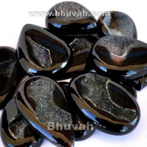 We make Black Agate-piedra de tamaño calibrado, piedra facetada para cabujones de gemas, para pedidos - Product Image 3