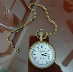 Pequeño reloj de bolsillo antiguo decoración de Metal colgante reloj con cadena - Product Image 2