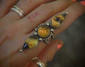 Bague en argent Sterling 925 en ambre massif, bijoux de déclaration, pierre précieuse naturelle, incroyable - Product Image 1