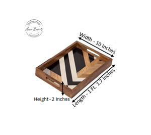 Bandeja de servicio de madera Premium con asas recortadas Bandeja multiusos duradera elegante para cocina, comedor y decoración - Product Image 2