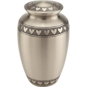 Classic Pewter Cremation Urn Customized Size with Heart Keepsake and <b>Miniature</b> Vase Durable Metal Design 220 Cubic Inch Capacity - Product Image 4
