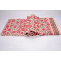 Tissu en coton indien bloc à la main imprimé motif floral léger PA enduit 60 GSM non tissé Technique Textiles de maison mariage