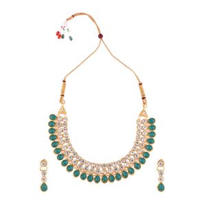 Bijoux indiens de 20 cm, zircon cubique, collier au ras du cou, boucles d'oreilles pendantes, ensemble de boucles d'oreilles pour femmes et filles - Product Image 1