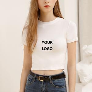 T-shirt haut court 95% coton 5% élasthanne pour femme Service OEM avec impression personnalisée/Design DEMAIR SPORTS DS-786 - Product Image 2