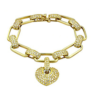 Pulsera de Plata de Ley 925 con circonita cúbica en forma de corazón, piedra principal chapado en oro de diamante, joyería refinada atractiva, ropa de fiesta - Product Image 2