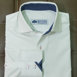maroon casual dress Men's White Mandarin Collar Shirt main image 1
