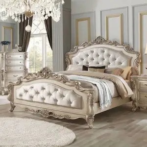 Juego de dormitorio real estilo clásico hecho de madera maciza de caoba para dormitorio interior