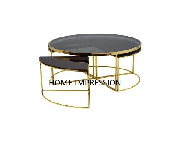 metal & black glass top stool & table sets