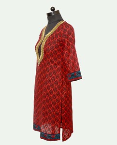 Zari Broderie Imprimé Coton Kurti pour Adultes Style Indien Ethnique Saree avec Impression Numérique pour les Fêtes de Mariage Style Pakistanais - Product Image 3