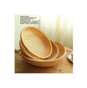 Handmade Natural Round Bamboo Basket/Weaving Bamboo Fruit Basket/Woven Basket for Storage Vegetable (whatsapp: +84907631944)