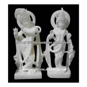 Statue Krishna en marbre blanc, Statue en pierre - Product Image 1
