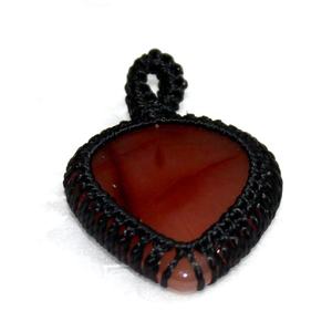 Colgante de cabujón de corazón de ágata naranja, cordón de macramé chapado, piedras curativas de diamante, Piedras Naturales, producto de encanto al por mayor - Product Image 2