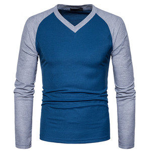 Nouveauté T-shirt à manches longues pour homme, col en V, 100% coton, tricoté, uni, design personnalisé, prix de gros, Bangladesh - Product Image 1