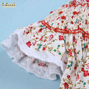 Ensembles de Vêtements pour Filles Luxueux à Smocks Floraux Géométriques ODM Vêtements Bébé Smockés en Gros Style Dubaï - BB2529 - Product Image 5