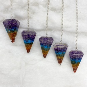 Beau pendule en cristal sept Chakra Orgonite meilleure qualité pendule pour radiesthésie guérison pendule à vendre - Product Image 3