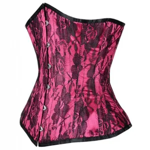 Espartilho cosh, espartilho underbust, espartilho de cetim rosa com renda, sobreposição, mais recente design inspirado, corset, vendedores e exportadores