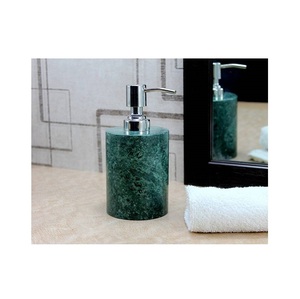 Distributeur de savon liquide en marbre avec pompe en acier inoxydable en forme de rectangle carré rond Premium luxueux - Product Image 2