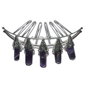 พลอยอเมทิสต์5ดินสอสีเงินมงกุฎธรรมชาติขายส่ง - Product Image 1