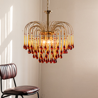 Plafonnier led suspendu en cuivre et verre de murano, grand lustre commercial, style italien, idéal pour un salon d'hôtel