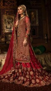 LEHENGA-NEW--MUSLIM--BRIDAL de cristal embellecido, LONG--KURTA, cuentas de cristal, RESHAM,FULL OF DABKA, trabajo para boda, 2021 - Product Image 2