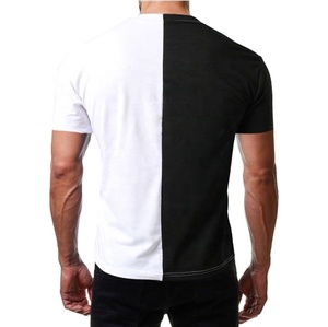 Camisetas de manga corta y cuello redondo para hombre, camisa de algodón y poliéster de alta calidad, color blanco y negro, dos colores, precio bajo, 2021 - Product Image 2