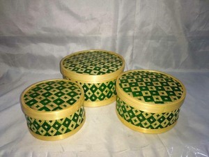 Vgreenart Handwoven Bamboo Gift <b>Box</b> <b>Round</b> Storage Case with Custom Logo Option Model 521 for Retail Gifting - Product Image 2