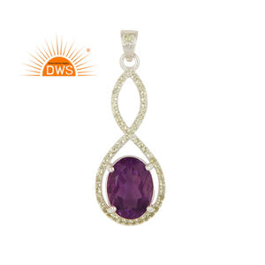 <b>Amethyst</b> Peridot Gemstone <b>Pendant</b> Fine Silver Jewelry Wholesale 925 Silver Women's <b>Pendant</b> For Women Gift For Her - Product Image 1