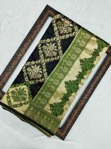 Thiết Kế Mặc Lụa Một Nửa Và Một Nửa <span class=keywords><strong>Sari</strong></span> Ấn Độ Banarasi Sarees Phụ Nữ Màu Xanh Lá Cây Và Màu Đen Mặc Giản Dị Dệt Ấn Độ & Pakistan - Product Image 2