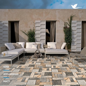 กระเบื้องปูพื้นพอร์ซเลนสีน้ำตาลดูพื้นผิวด้านคุณภาพ600x600 - Product Image 2