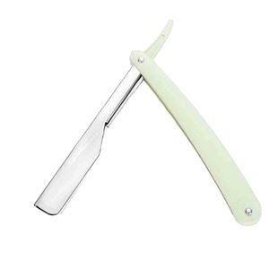 Maquinilla de afeitar con mango de acero para hombre, maquinilla de afeitar con borde recto de barbero, plegable, de Metal, con borde Vintage - Product Image 4