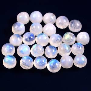 Piedra Lunar Natural para fabricación de joyas, cabujones redondos de arcoíris calibrados, Tamaño 7x7mm, precio al por mayor - Product Image 1