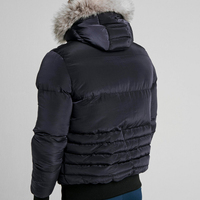 Blouson Bomber Matelassé Homme Hiver Imperméable Coupe-Vent Respirant à Capuche Personnalisable avec Logo Fermeture Éclair Décontracté 100% Polyester Tissé Épais