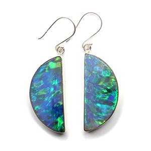 Boucles d'oreilles en argent sterling 925 Bello Synthétique Doublet Opale Gemstone Taille 34X15MM Ensemble de boucles d'oreilles - Product Image 2