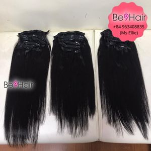 Extensions de cheveux Remy à clips couleur noir 100%, tibétain, haute qualité, cheveux vierges, prix en gros - Product Image 1