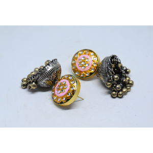 Meenakari ห่วงหินทองเหลือง,ตุ้มหูแฟชั่นล่าสุดปี2021สำหรับเด็กหญิงและสตรี - Product Image 2